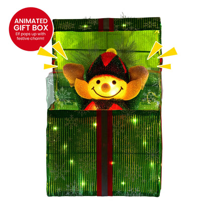 Christabelle Animated Elf Gift Box Led Lights Christmas Tree Decoration Ornament - Image 4