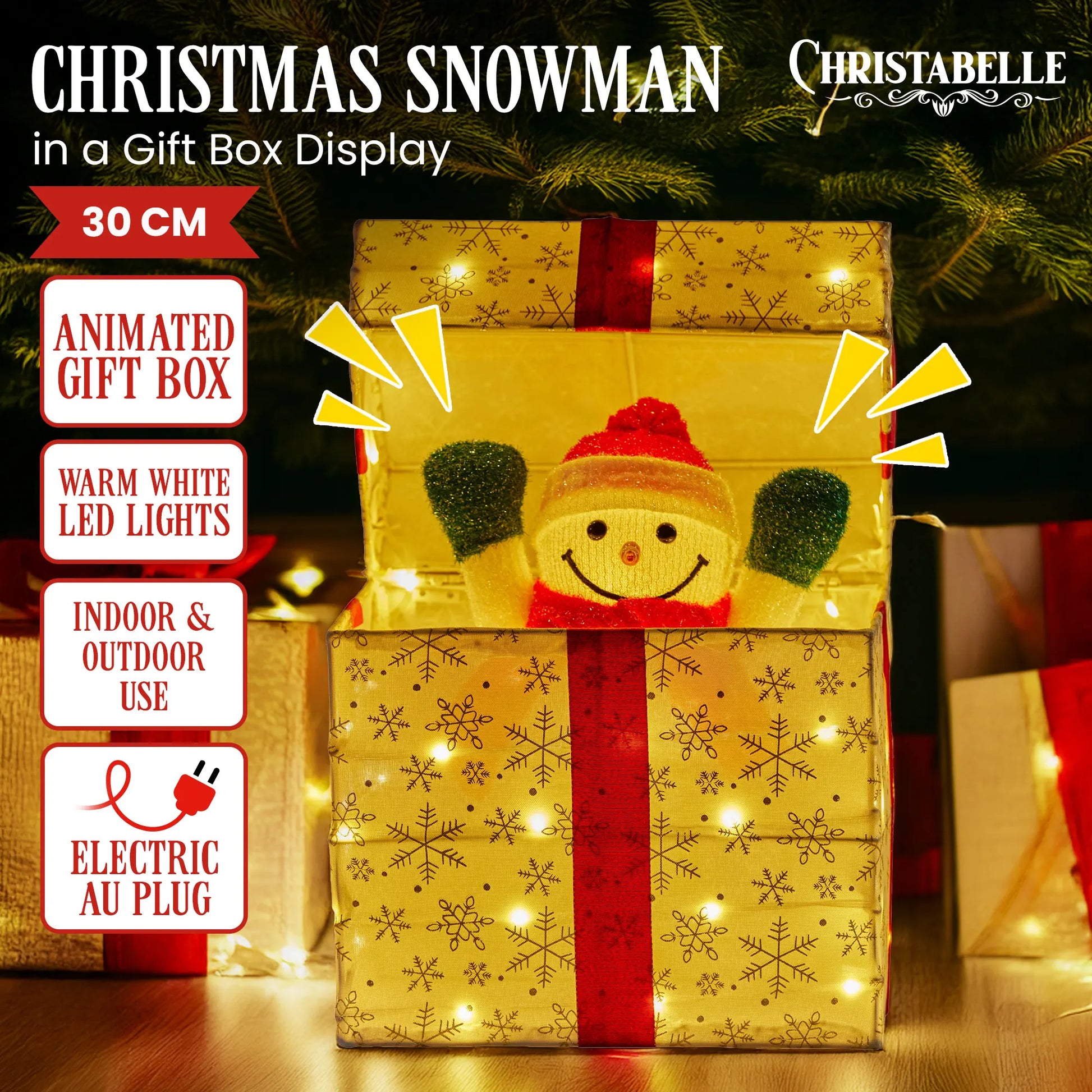 Christabelle Animated Snowman Gift Box Led Christmas Tree Decoration Ornaments - Image 2