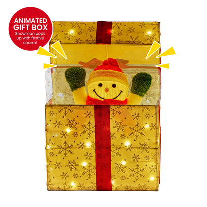 Christabelle Animated Snowman Gift Box Led Christmas Tree Decoration Ornaments - Image 4