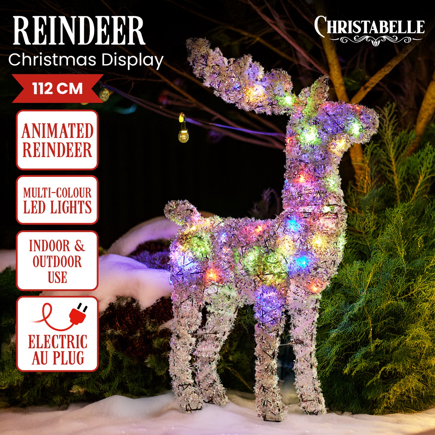 Christabelle 112cm Animated Reindeer Christmas LED Lights Indoor Outdoor Yard Statue Decoration - Image 2