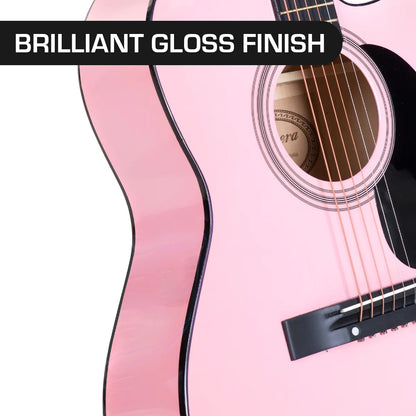 Karrera Acoustic Cutaway 40in Guitar - Pink - Image 4