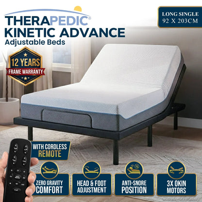 Therapedic Advance Long Single Adjustable Bed Frame Base with Head Tilt, Massage, USB & Wireless Remote - Image 2