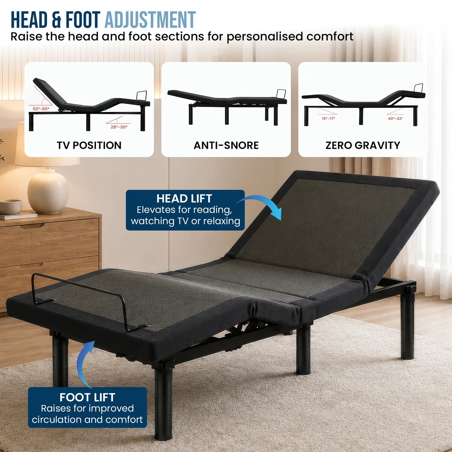 Therapedic Motion Adjustable King Single Bed Base with Wireless Remote - Image 5