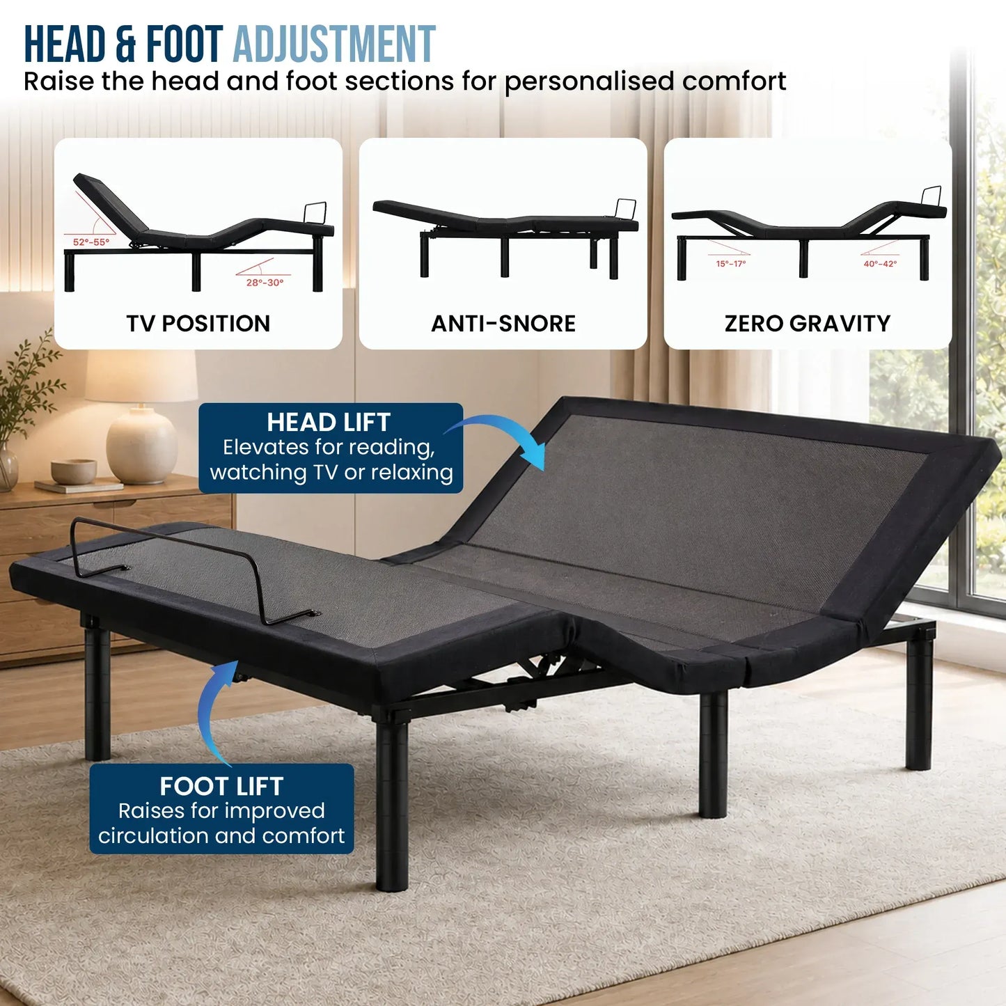 Therapedic Motion Adjustable Queen Bed Base with Wireless Remote - Image 5