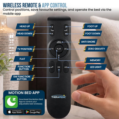 Therapedic Motion Adjustable Queen Bed Base with Wireless Remote - Image 8