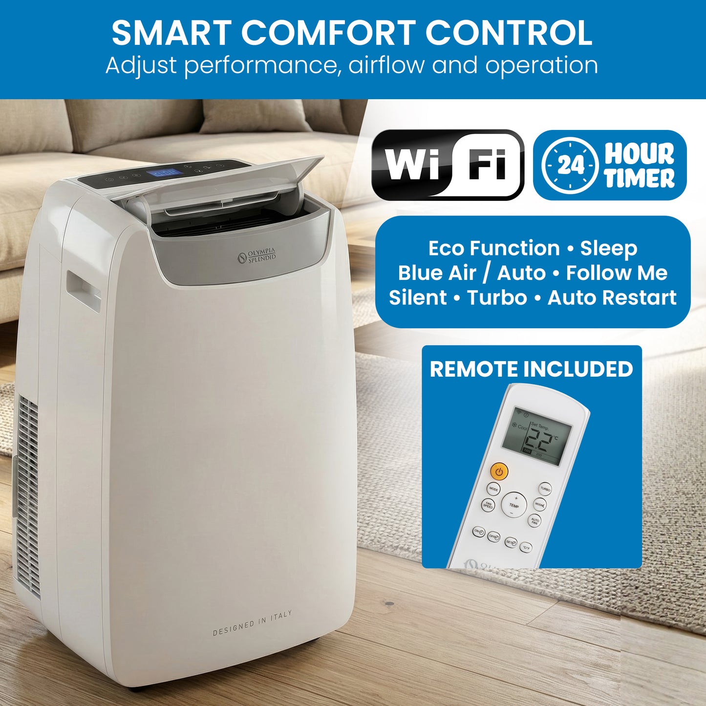 Olimpia Splendid 3.5kW Portable Air Conditioner with Wifi & Remote AIRPRO14HP - Image 8