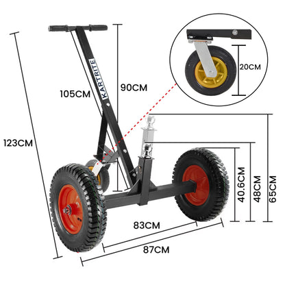 Kartrite 3-Wheel Adjustable Trailer Dolly Heavy Duty Caravan Mover 1000 lbs Tongue Capacity Durable Transport Solution - Image 3