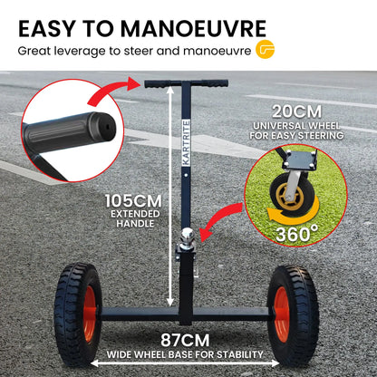 Kartrite 3-Wheel Adjustable Trailer Dolly Heavy Duty Caravan Mover 1000 lbs Tongue Capacity Durable Transport Solution - Image 7