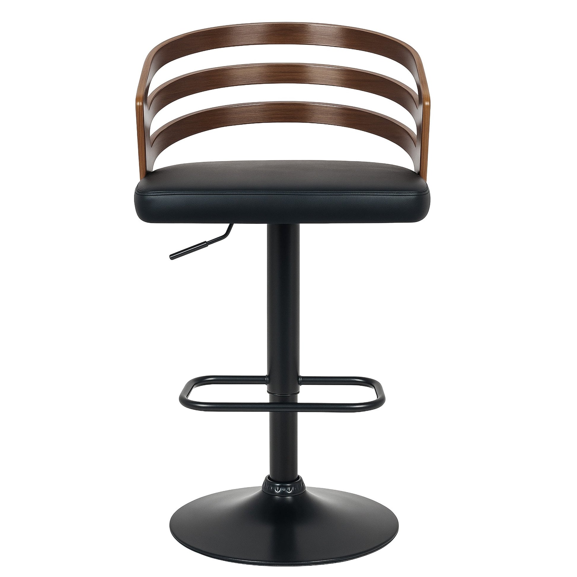 Sarantino Set Of 2 Bentwood Walnut Barstool Adjustable Height Swivel Footrest - Image 3