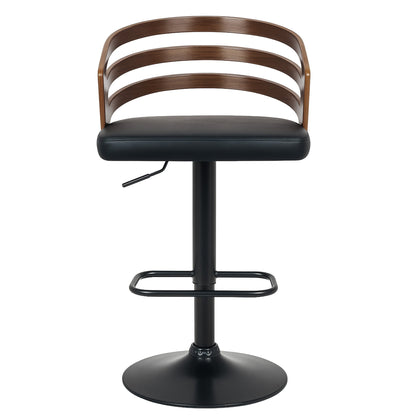 Sarantino Bentwood Walnut Barstool Leather Seat And Metal Base - Image 2