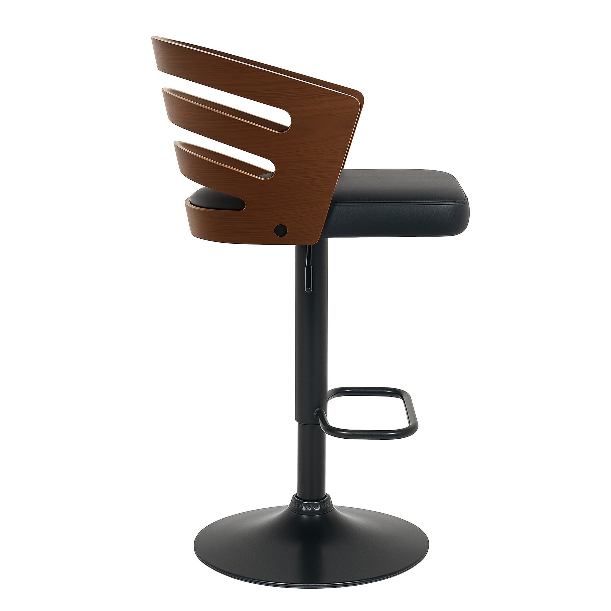 Sarantino Bentwood Walnut Barstool Leather Seat And Metal Base - Image 4