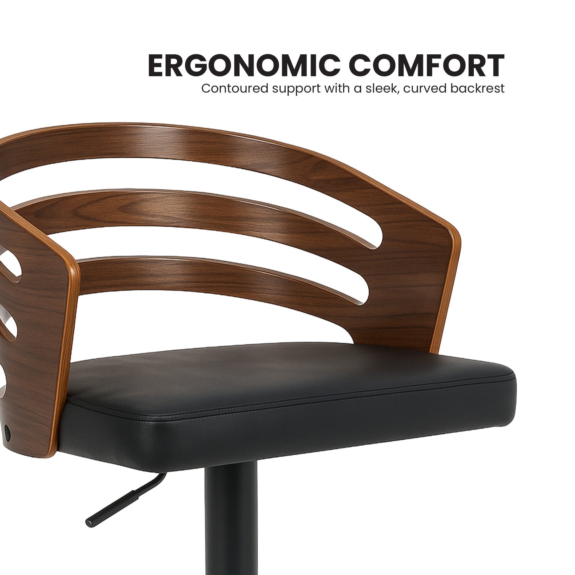 Sarantino Bentwood Walnut Barstool Leather Seat And Metal Base - Image 5