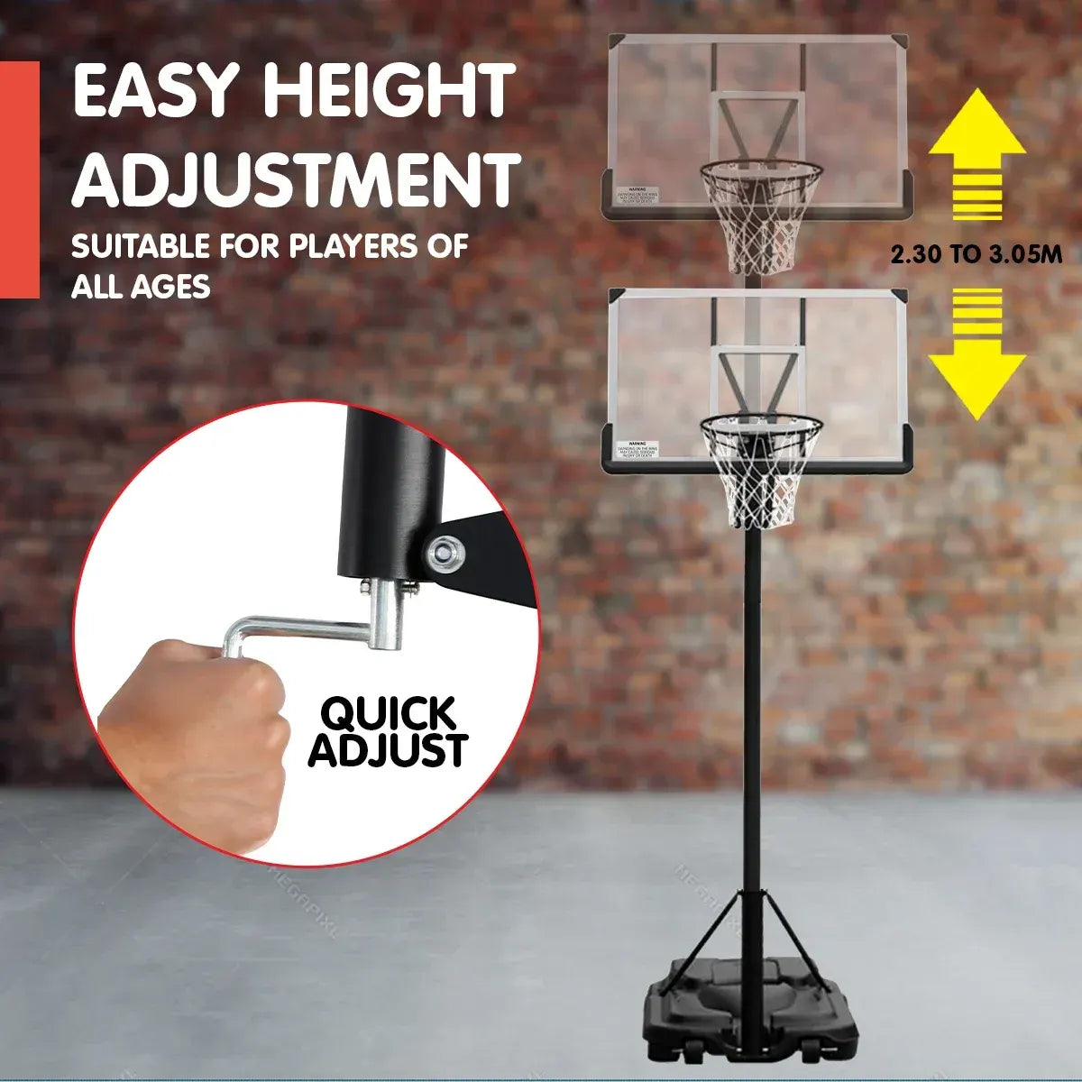 Kahuna 50 Portable Basketball Hoop System Height Adjustable 3.05m Fibreglass Backboard Outdoor Stand Kids Adults - Image 7