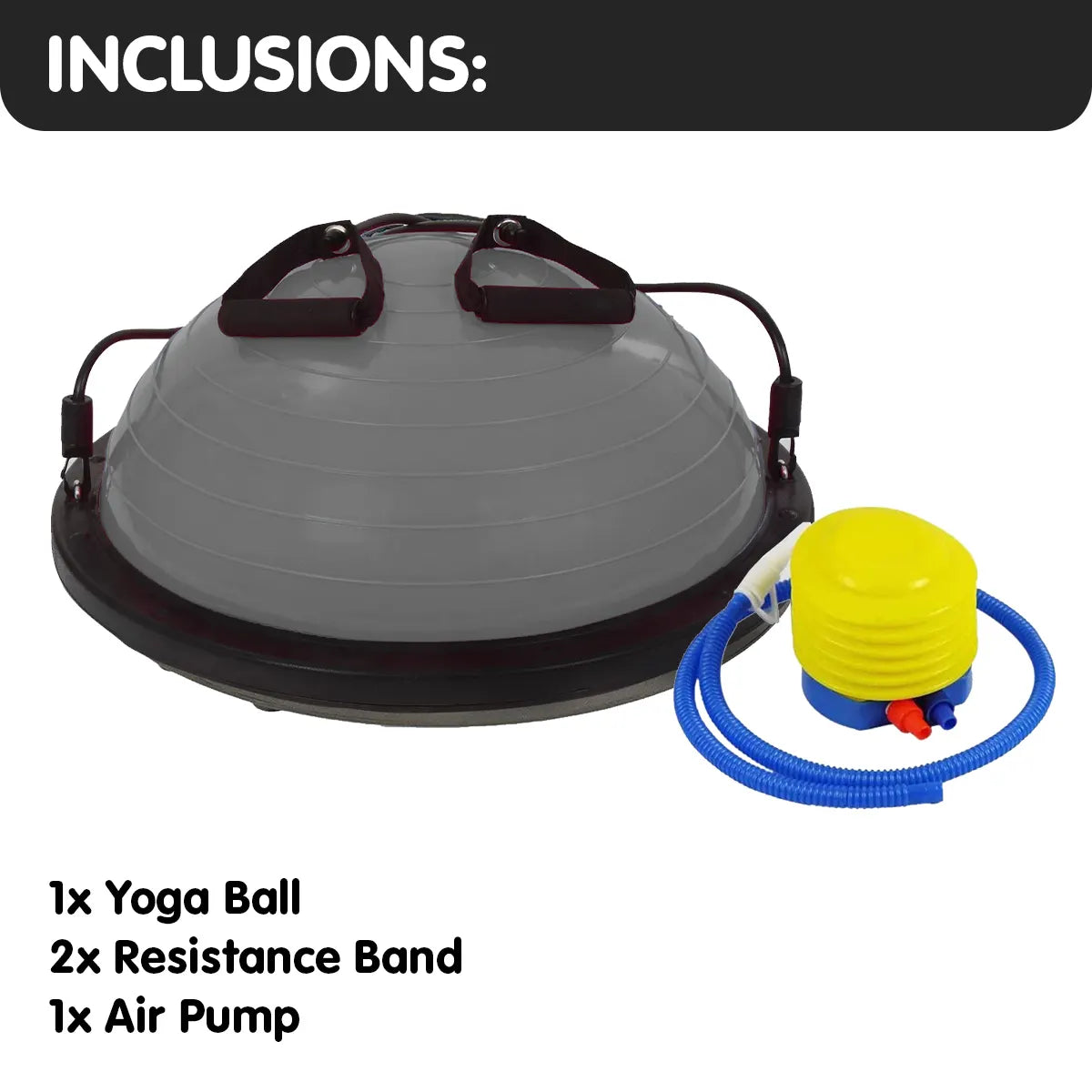 Powertrain Fitness Yoga Ball Home Gym Workout Balance Trainer Grey - Image 4