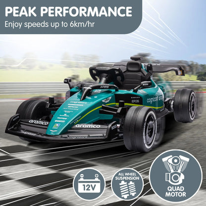 Kahuna Aston Martin Aramco F1 Licensed Electric Kids Ride On Race Car - Image 6