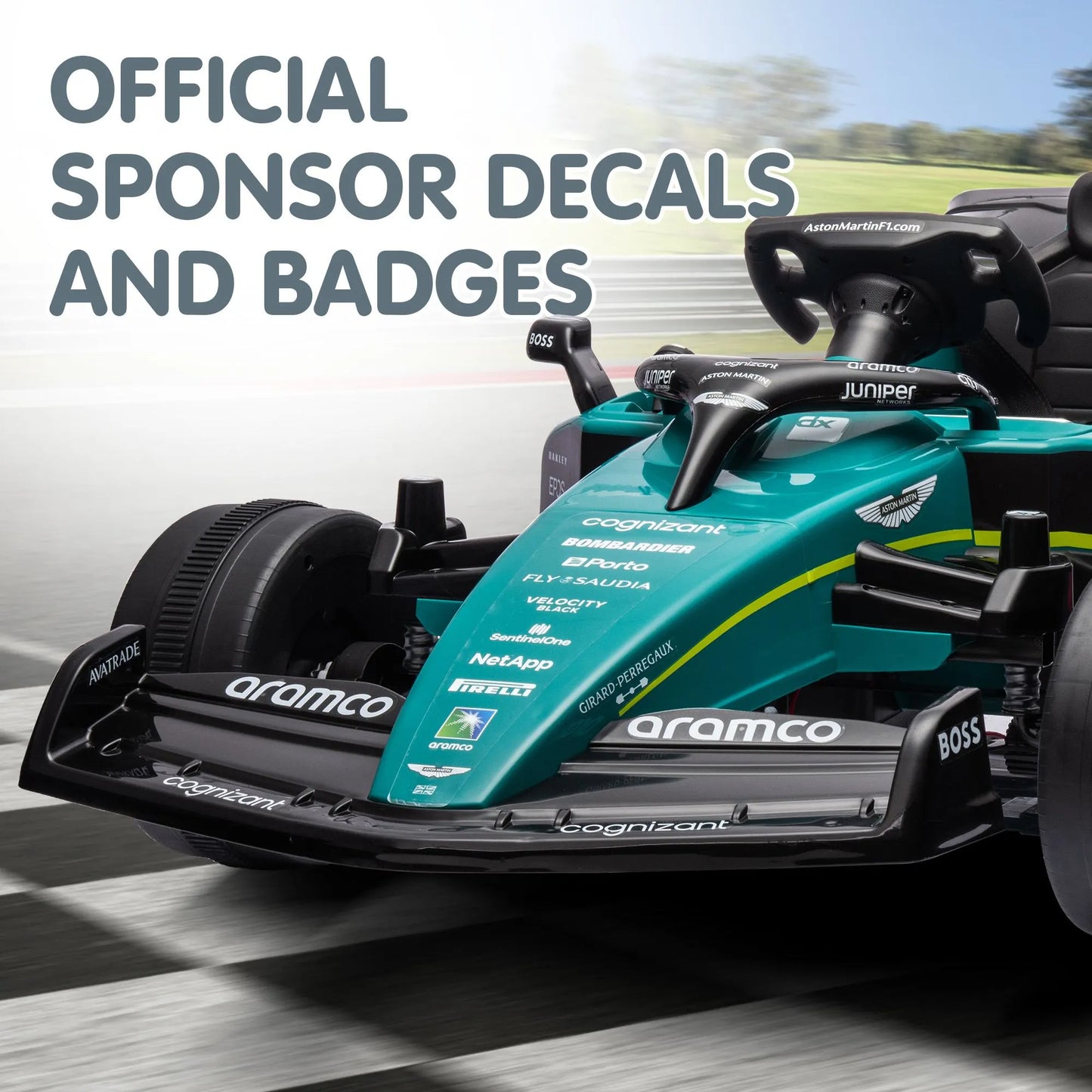 Kahuna Aston Martin Aramco F1 Licensed Electric Kids Ride On Race Car - Image 7