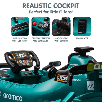 Kahuna Aston Martin Aramco F1 Licensed Electric Kids Ride On Race Car - Image 8