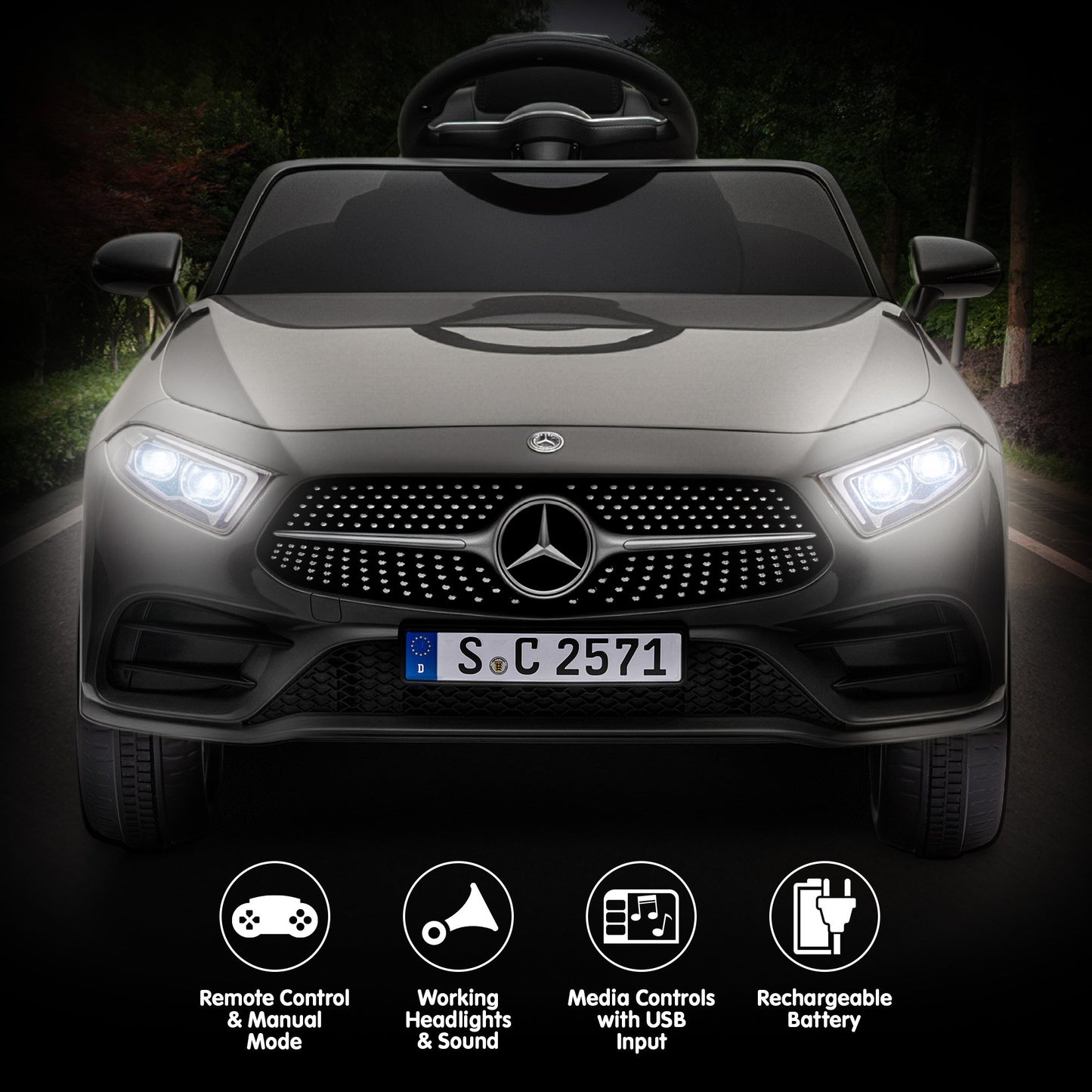 Kahuna Mercedes Benz CLS 350 Kids Electric Ride On Car with Remote Control - Black - Image 8