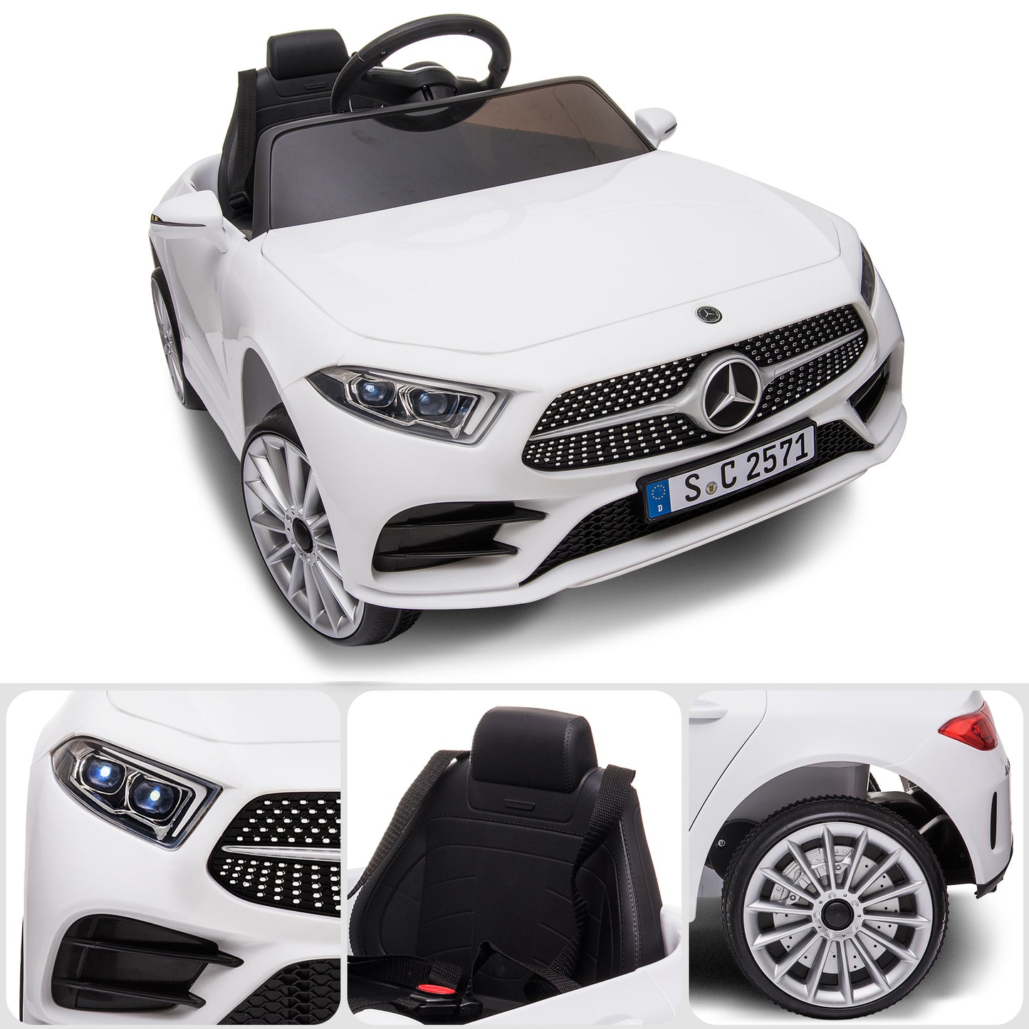 Kahuna Mercedes Benz CLS 350 Kids Electric Ride On Car with Remote Control - White - Image 9