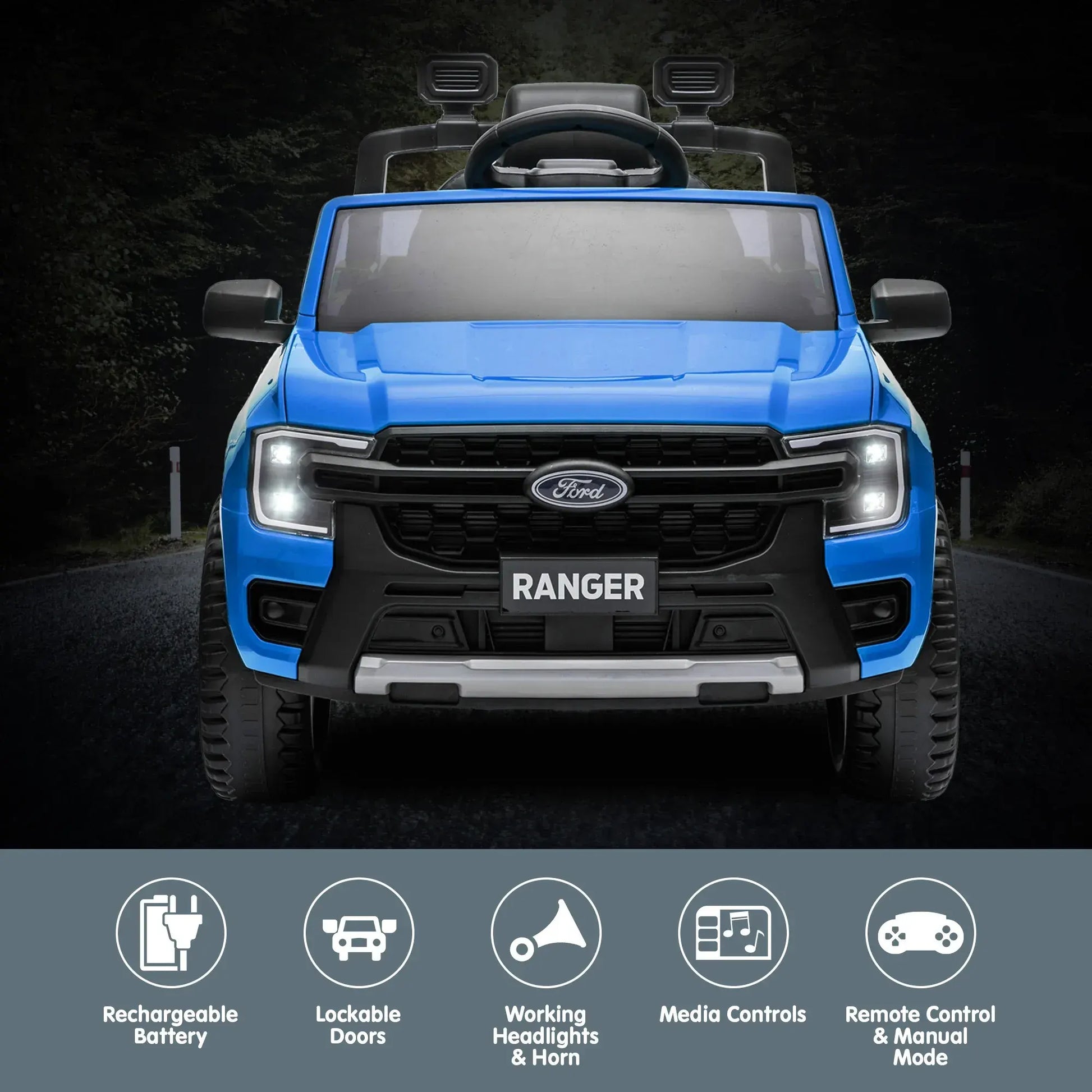 Kahuna Ford Ranger Electric Kids Ride On Car in Blue - Image 6
