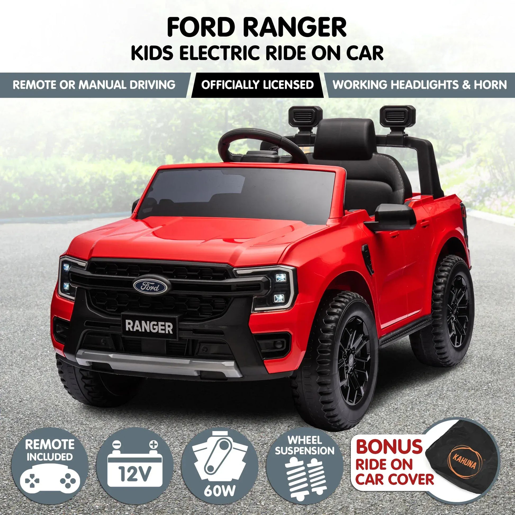 Kahuna Ford Ranger Electric Kids Ride On Car in Red - Image 3