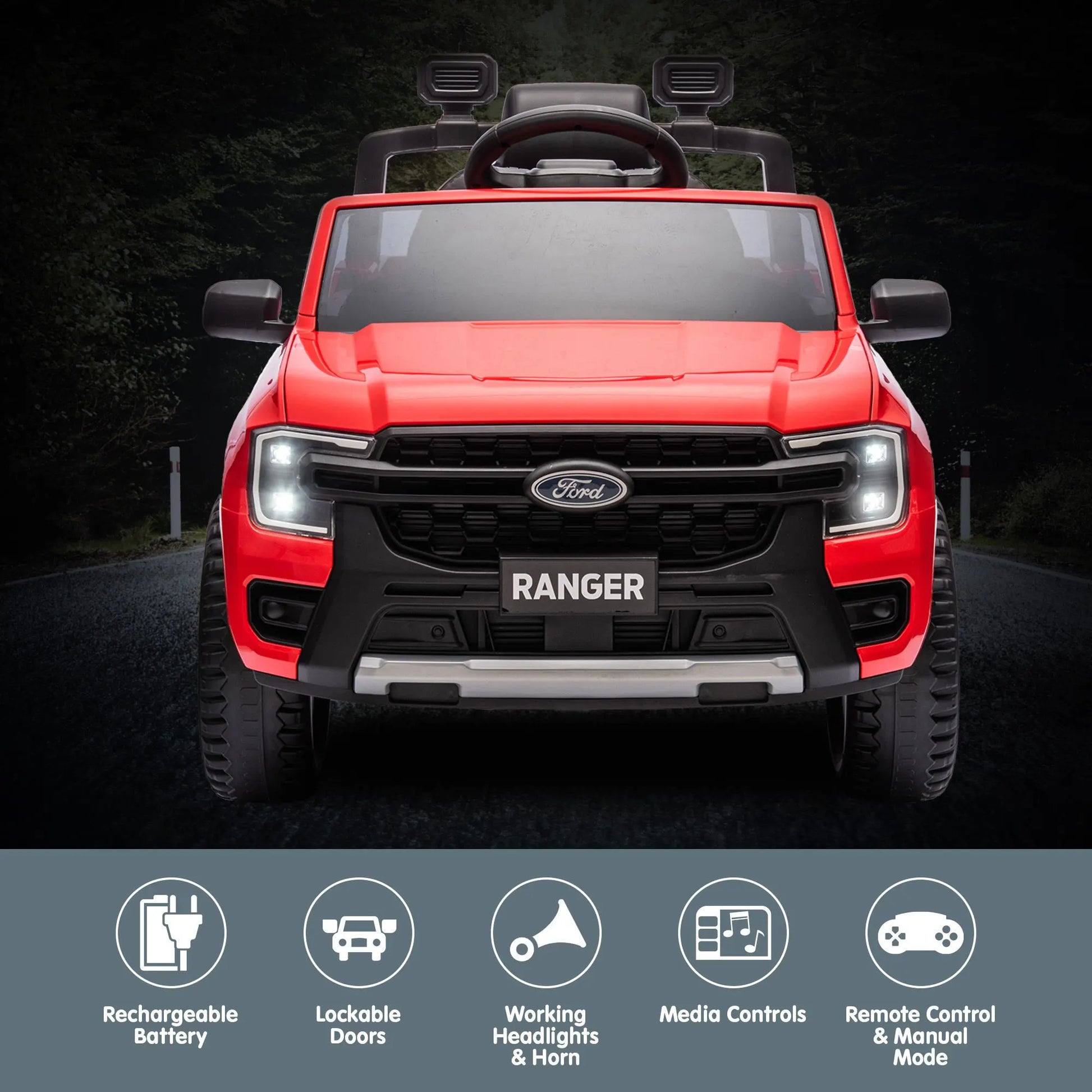 Kahuna Ford Ranger Electric Kids Ride On Car in Red - Image 6