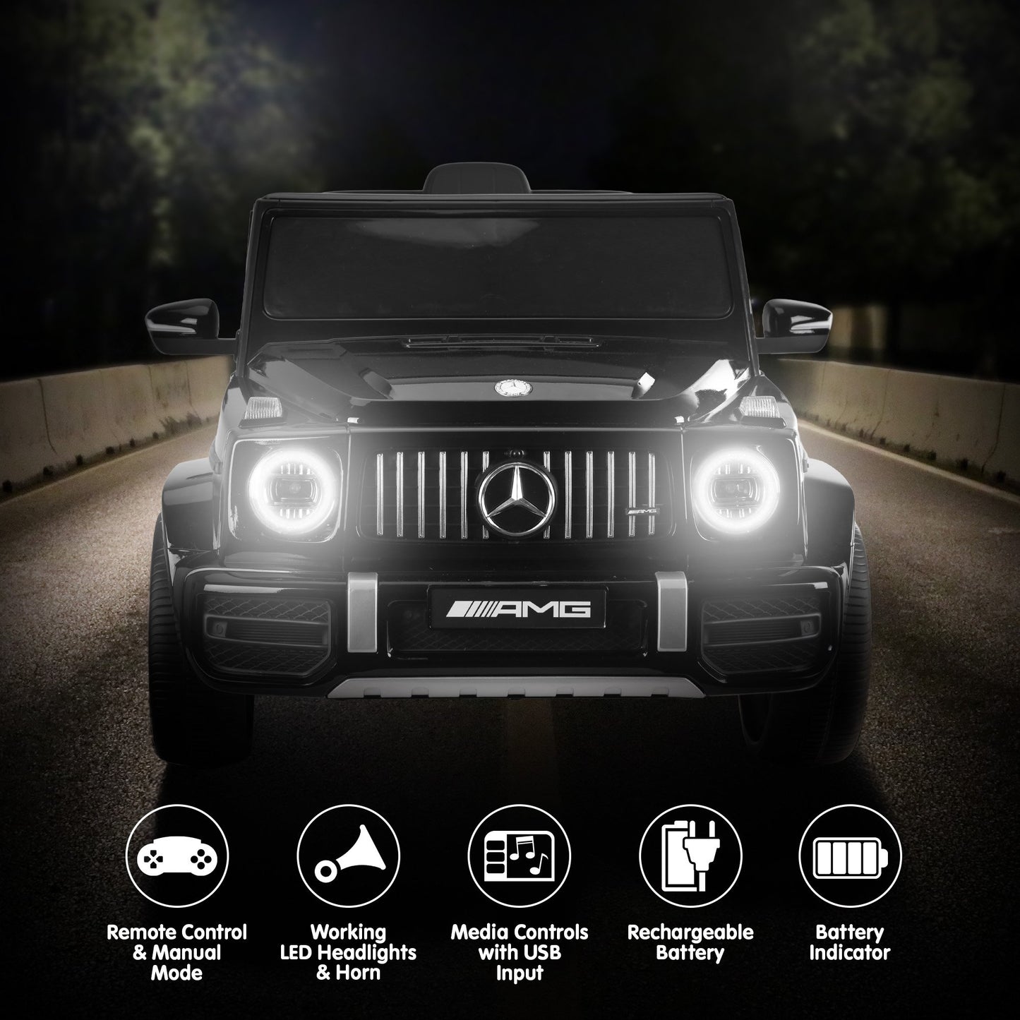 Kahuna Mercedes Benz AMG Licensed G63 Kids Electric Ride On Car Remote Control Dual 25W Motors Music Player LED Lights - Image 8