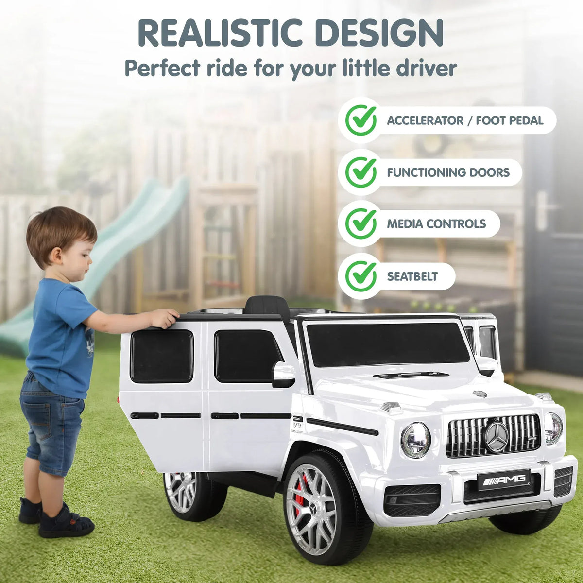 Kahuna Mercedes Benz AMG G63 Kids Electric Ride On Car w/ Remote Control - White - Image 9
