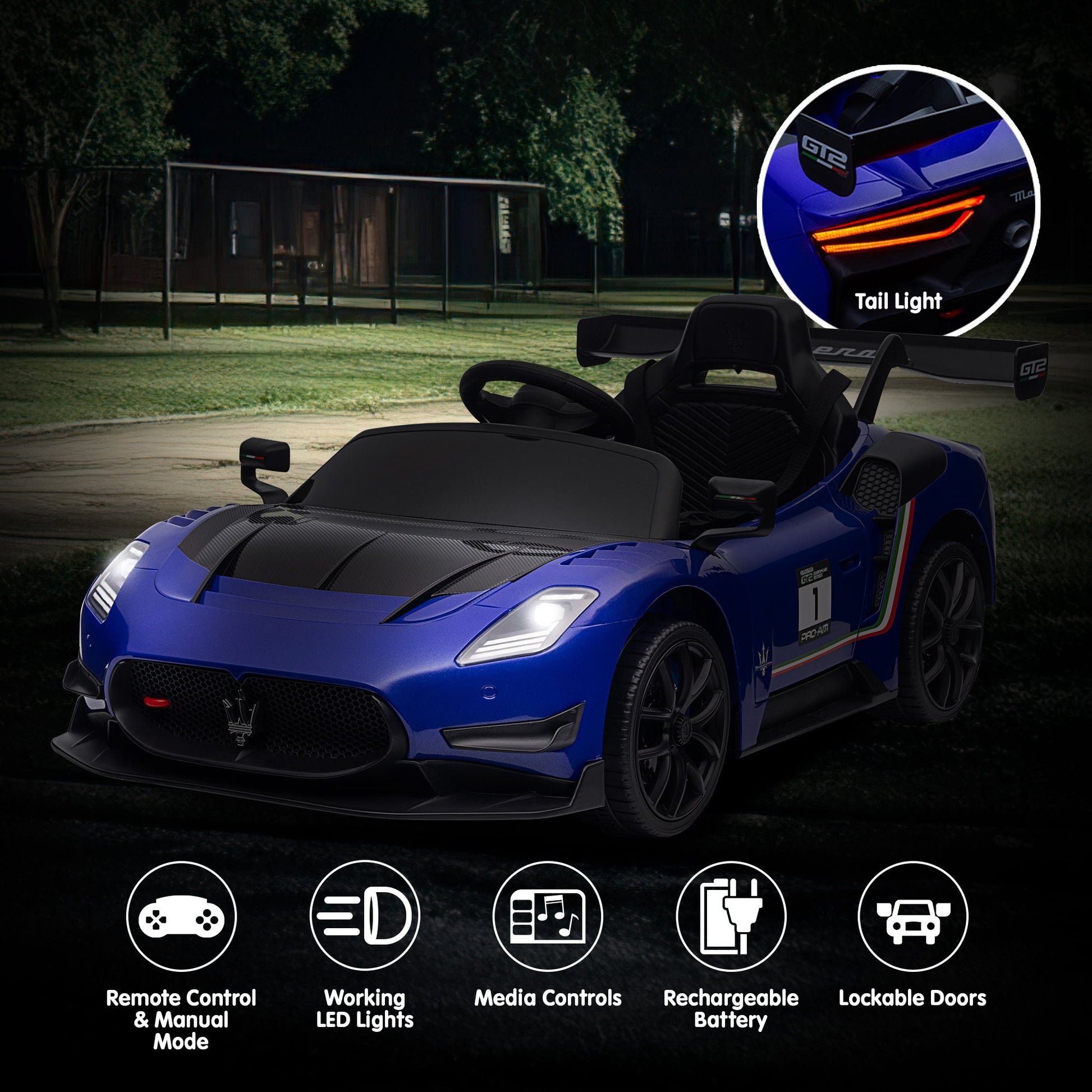 Kahuna Maserati MC20 GT2 Licensed Electric Kids Ride On Race Car Blue - Image 5