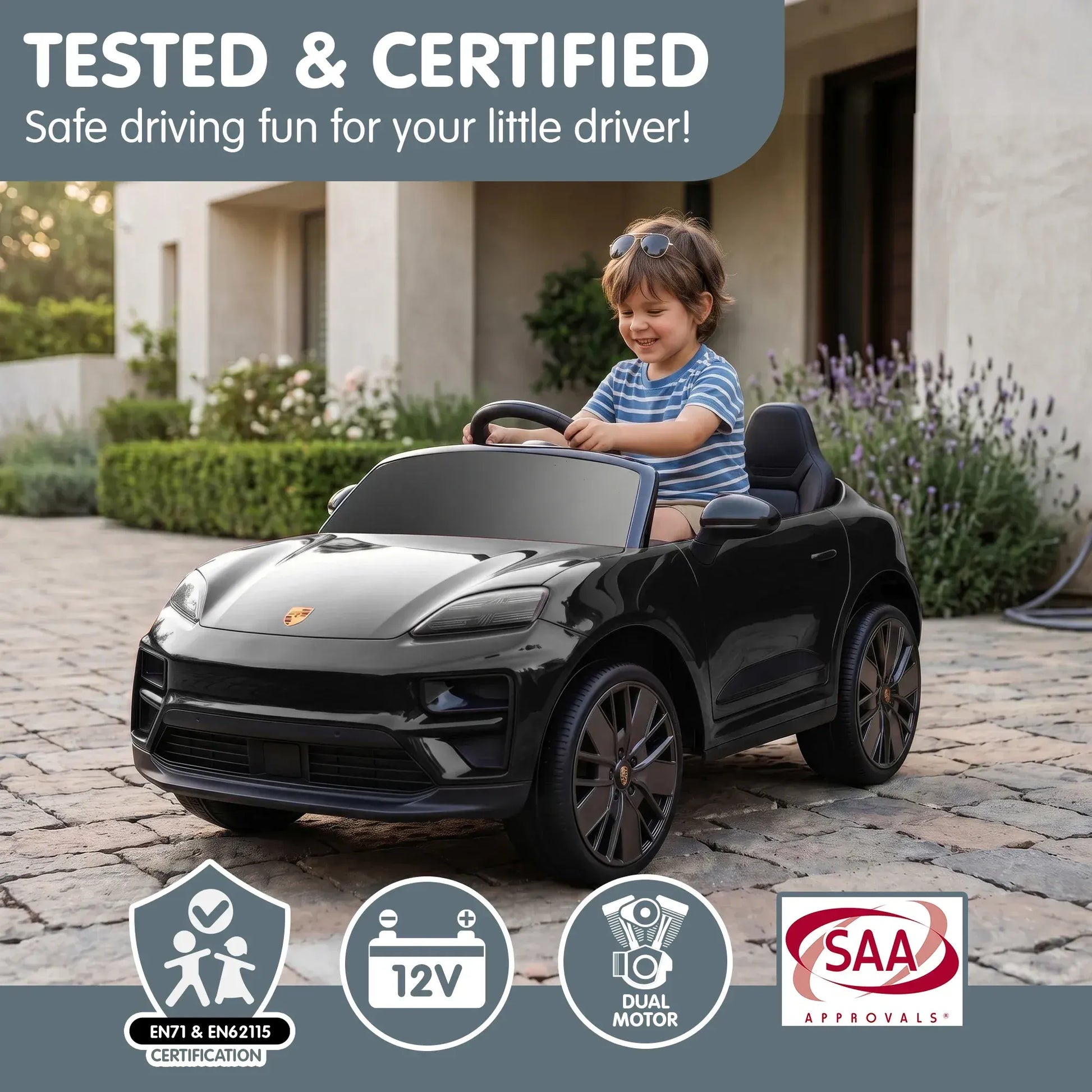 Kahuna Black Porsche Macan Turbo EV Kids Ride On Car 12V Electric Car - Image 7