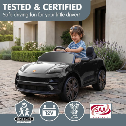 Kahuna Black Porsche Macan Turbo EV Kids Ride On Car 12V Electric Car - Image 7