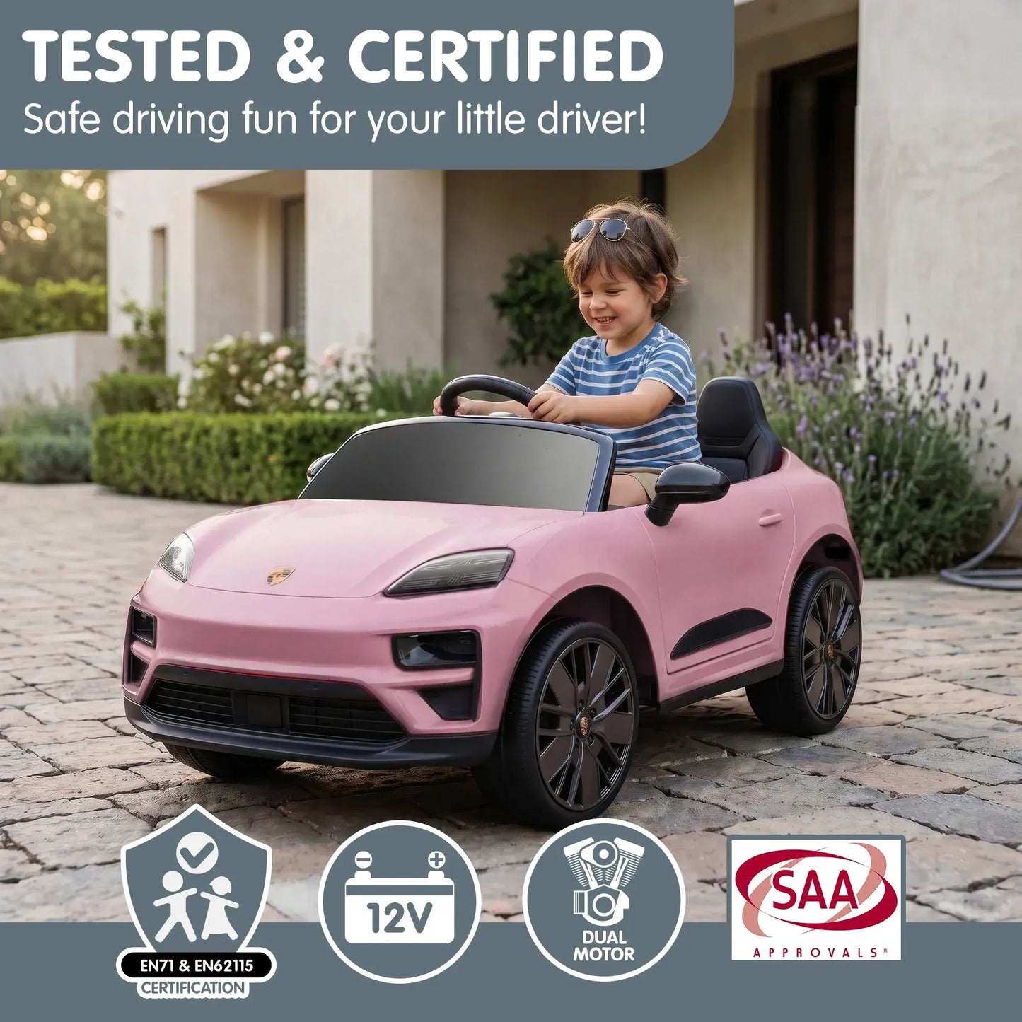 Kahuna Pink Porsche Macan Turbo EV Kids Ride On Car 12V Electric Car - Image 7