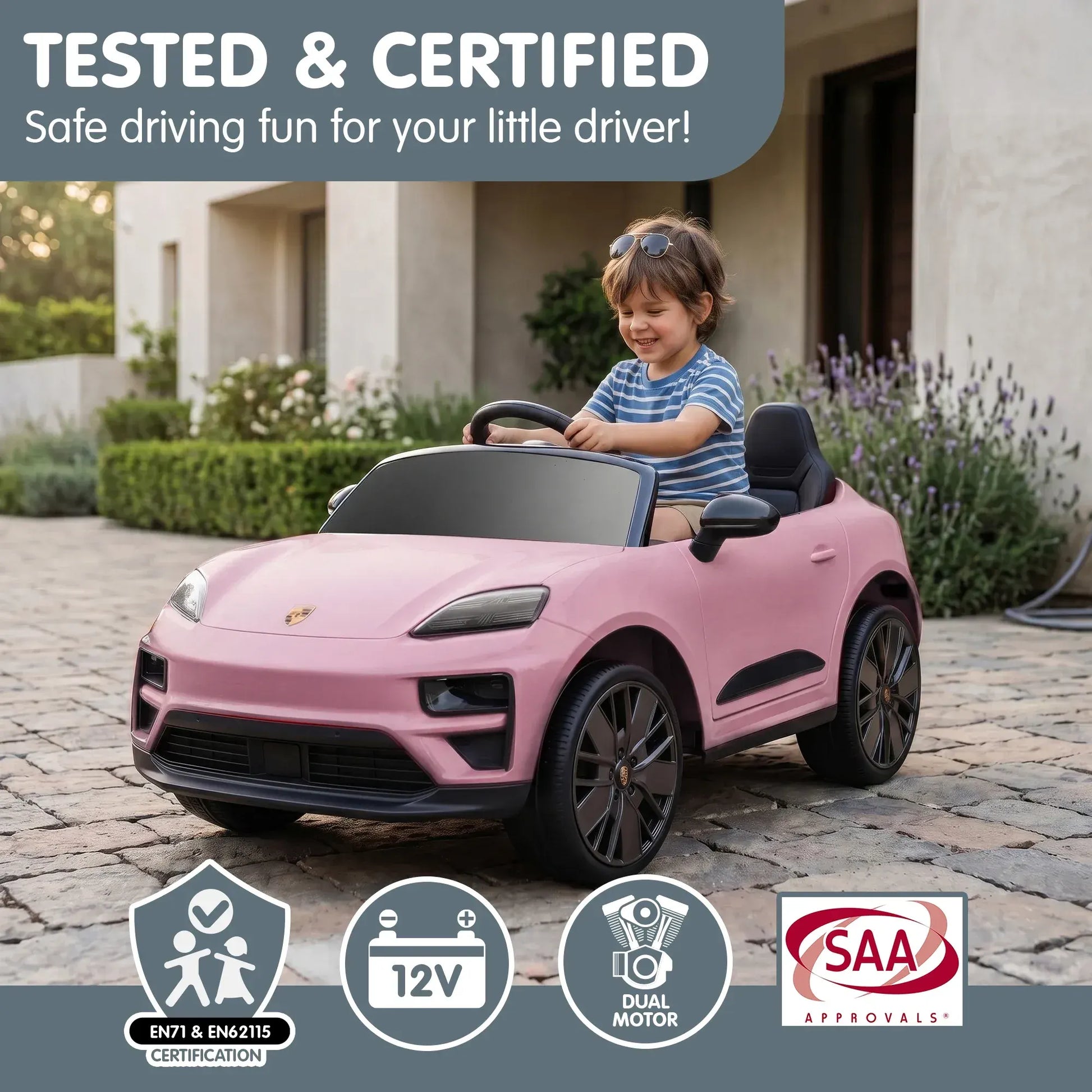 Kahuna Pink Porsche Macan Turbo EV Kids Ride On Car 12V Electric Car - Image 7