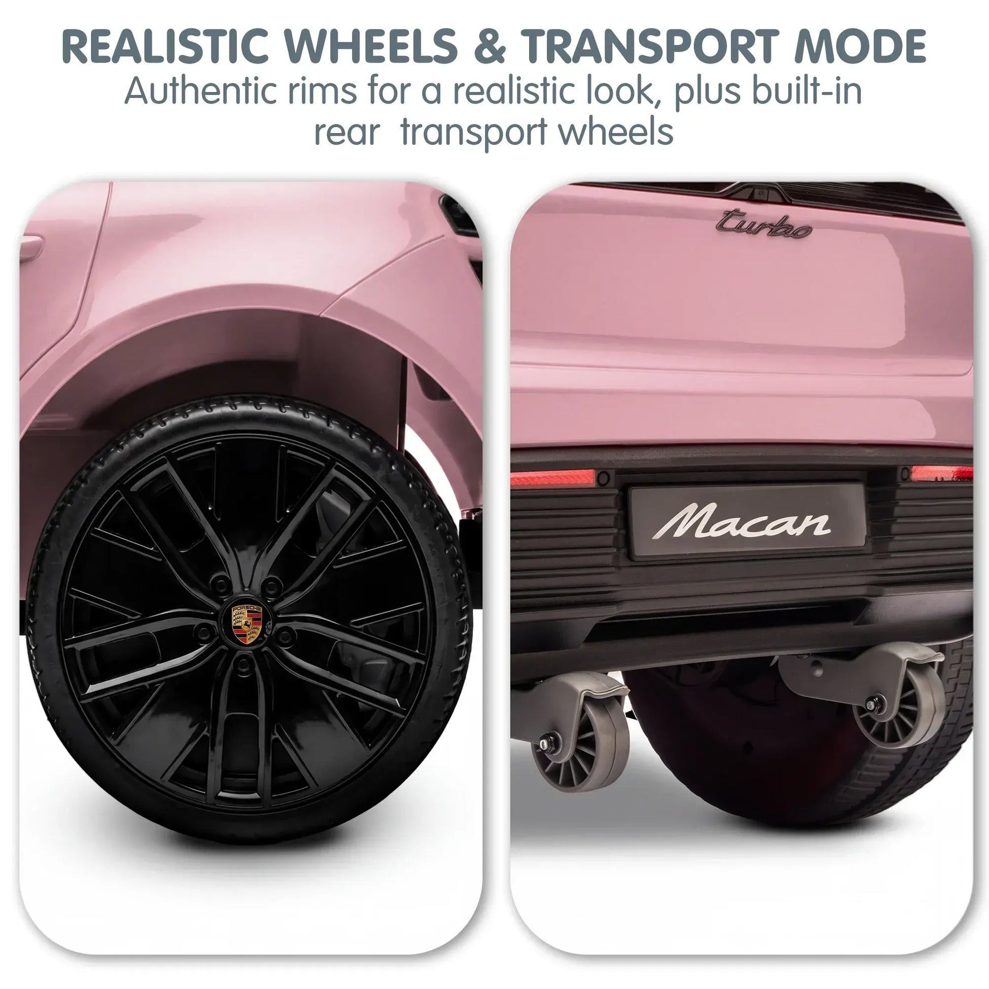 Kahuna Pink Porsche Macan Turbo EV Kids Ride On Car 12V Electric Car - Image 8