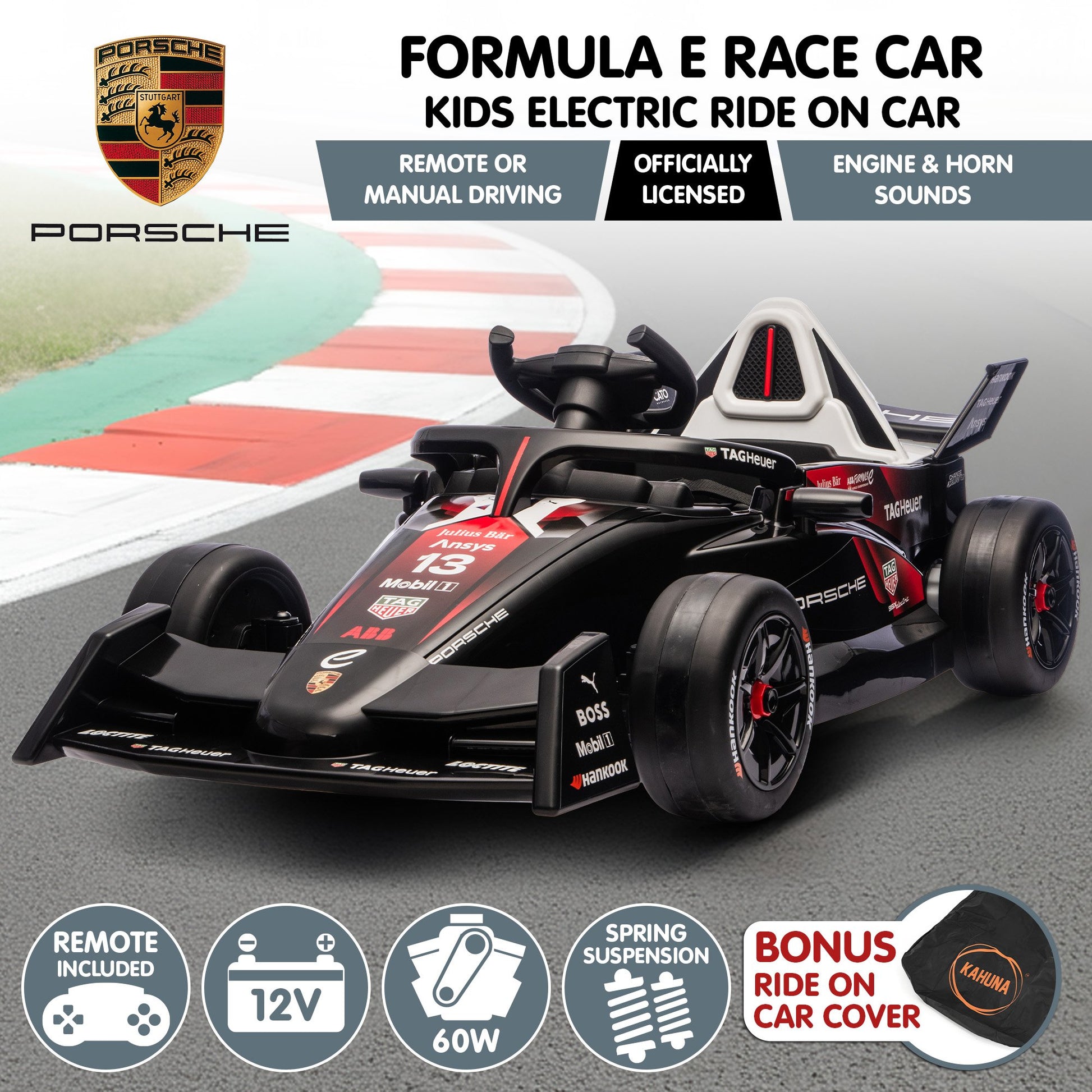 Kahuna Porsche Formula E Kids Electric Ride-on Car With Remote Control - Image 2