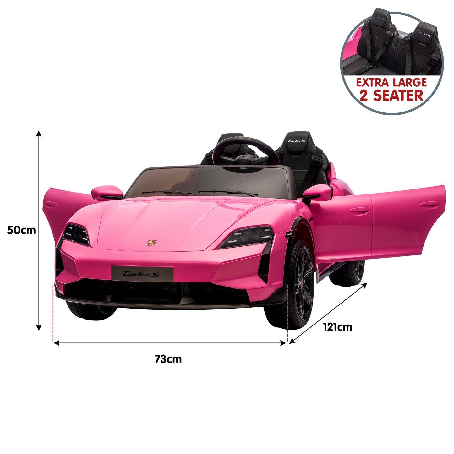 Kahuna Porsche Taycan Turbo S Kids Electric Ride On Car w/Remote Control 90W Four Wheel Suspension 2 Seater w/Seat Belt - Image 5