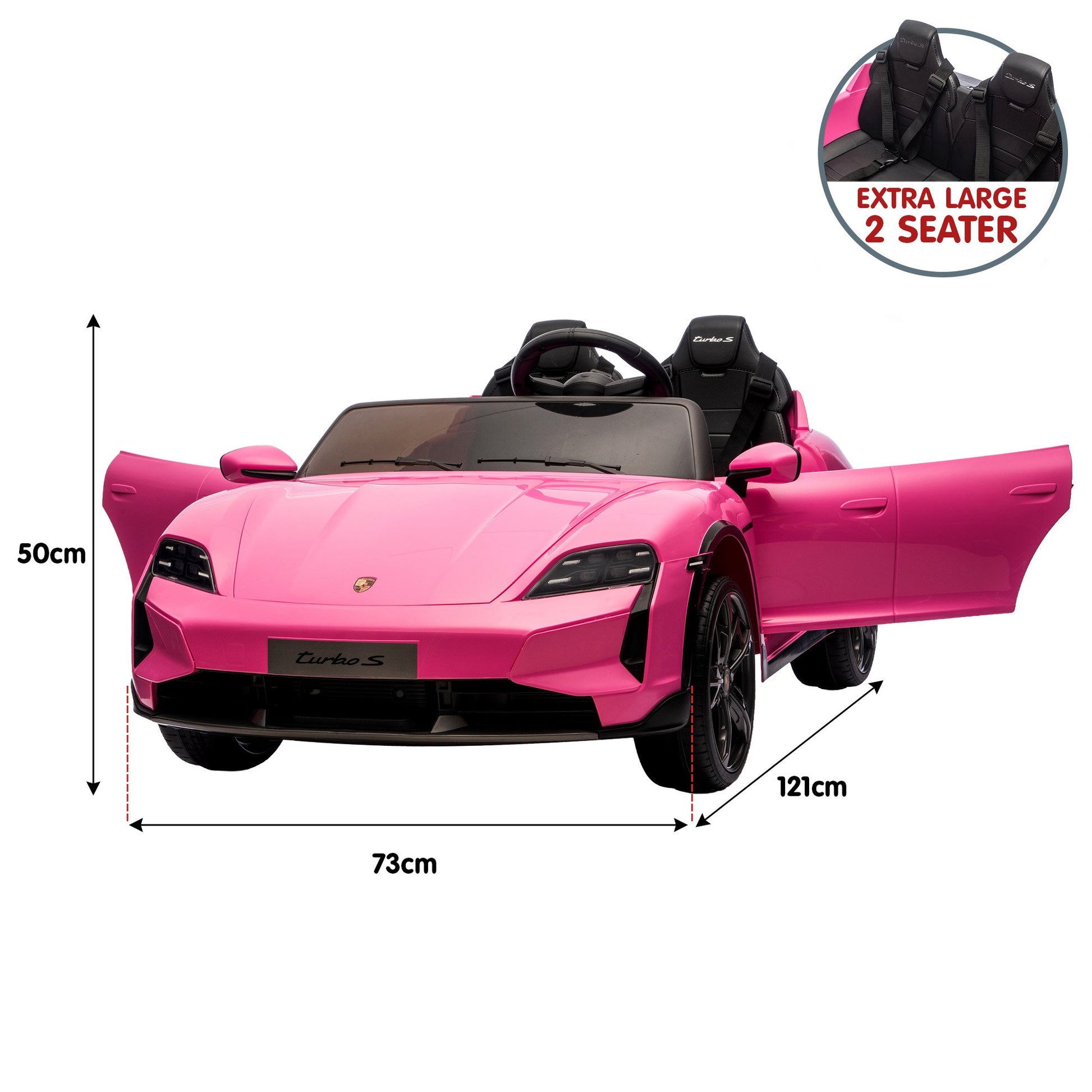 Kahuna Porsche Taycan Turbo S Kids Electric Ride On Car w/Remote Control 90W Four Wheel Suspension 2 Seater w/Seat Belt - Image 5