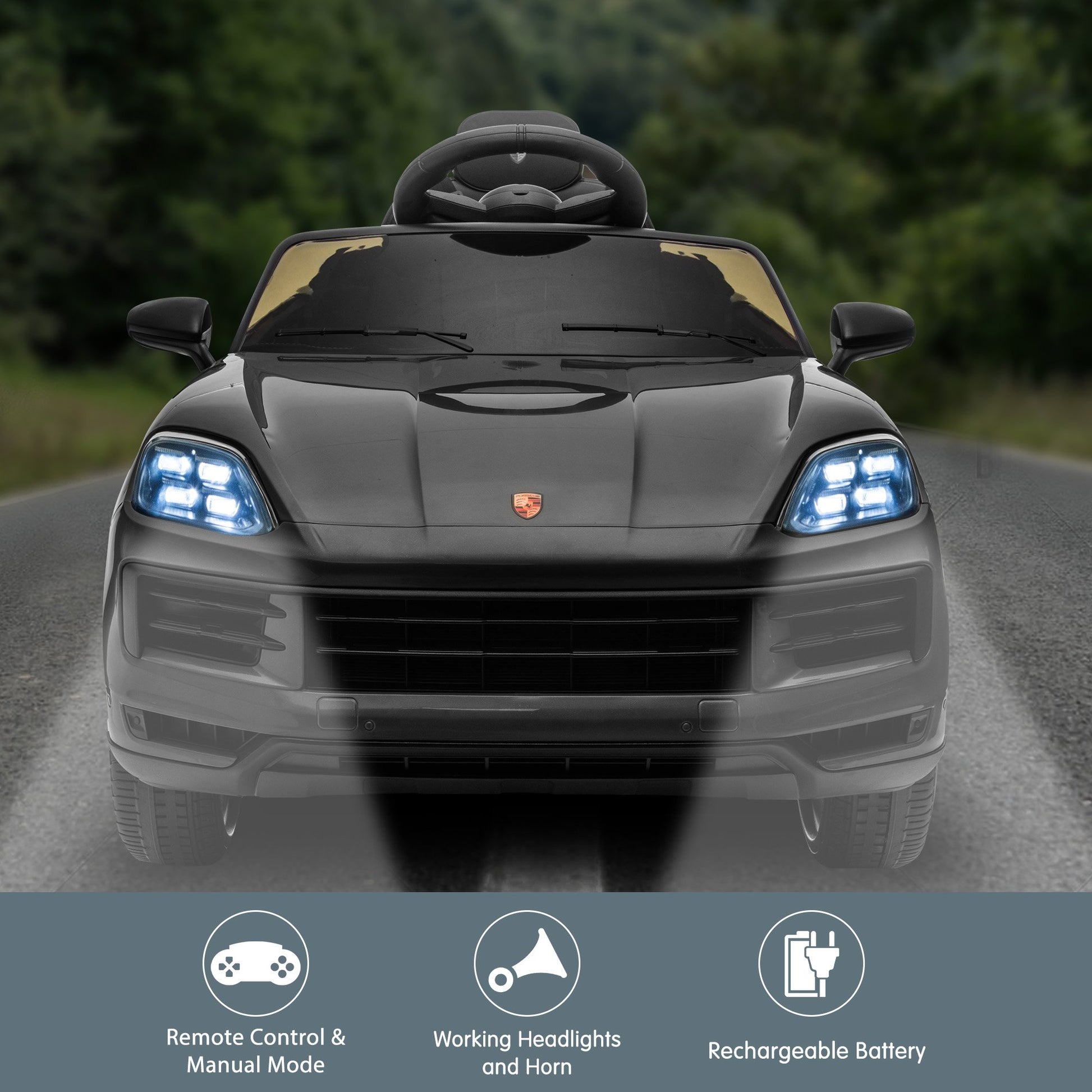 Kahuna Porsche Cayenne E Hybrid Coupe Licensed Kids Electric Ride On Car w/Remote Control 50W Dual Motors Speed Settings - Image 6