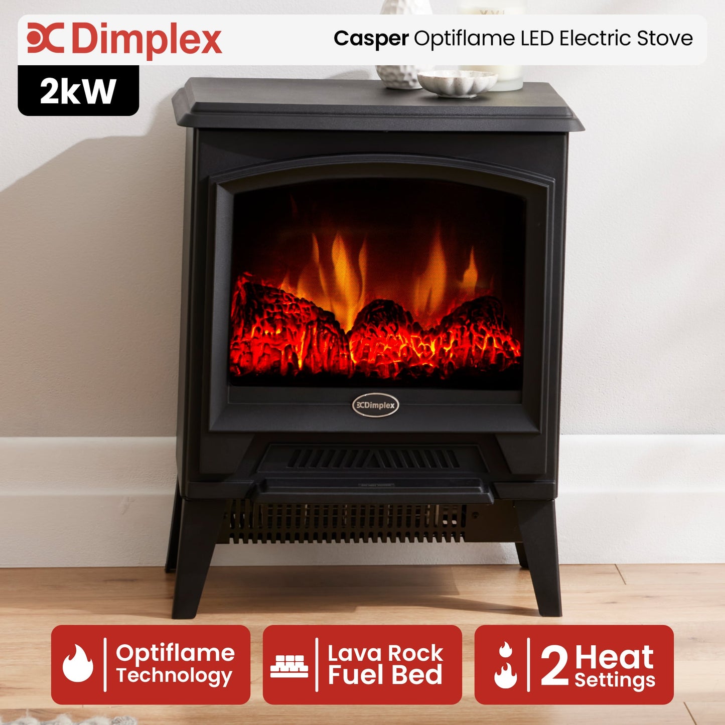 Dimplex 2kW Casper Optiflame Portable Electric Stove - Image 2