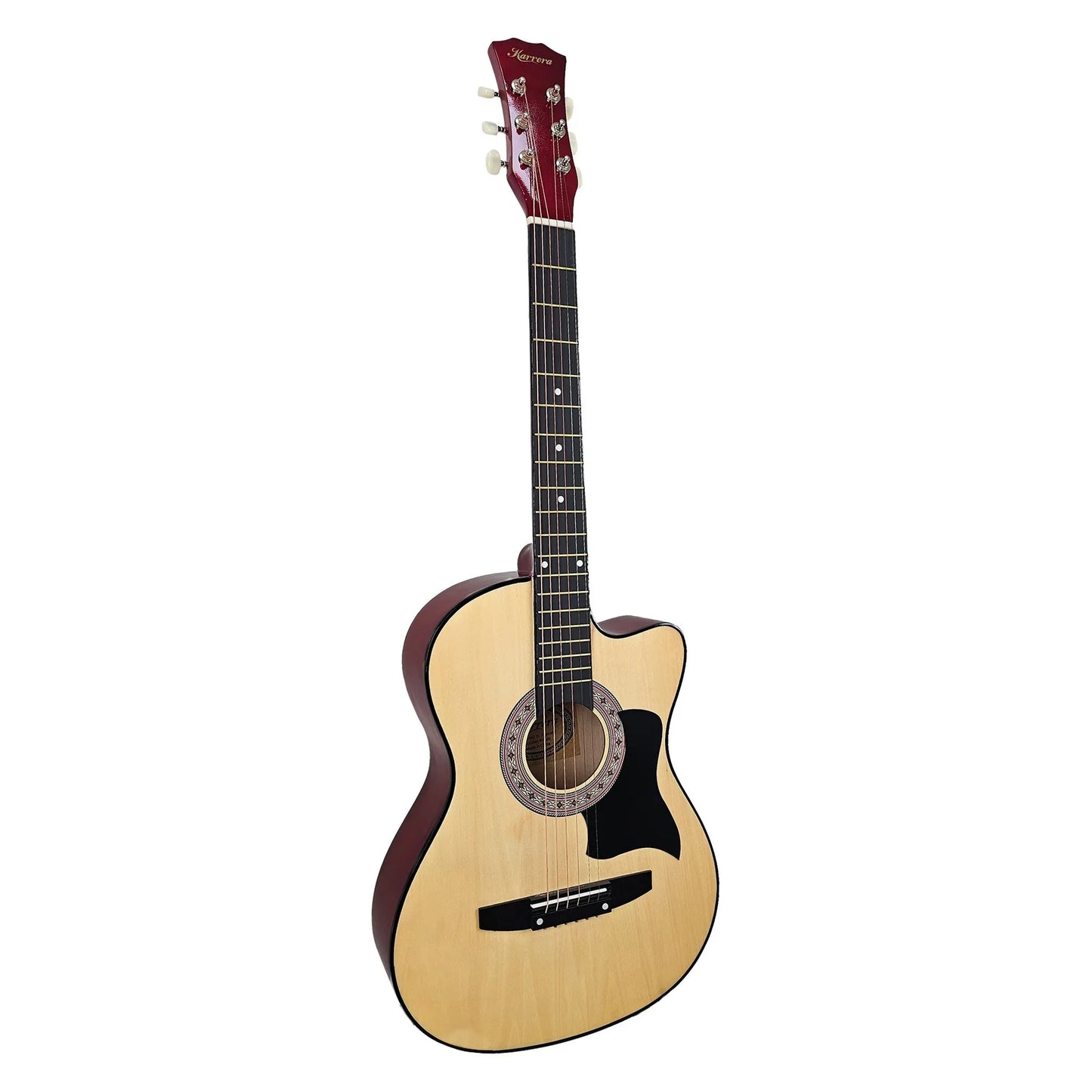 Karrera 38in Cutaway Acoustic Guitar with guitar bag - Natural - Image 2