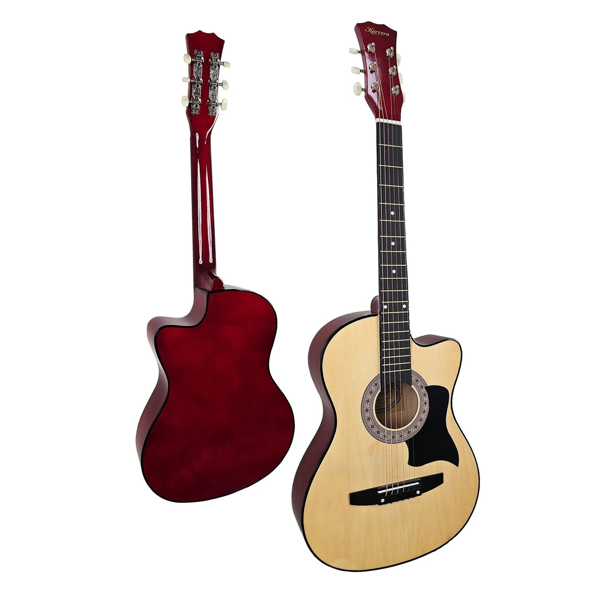 Karrera 38in Cutaway Acoustic Guitar with guitar bag - Natural - Image 5