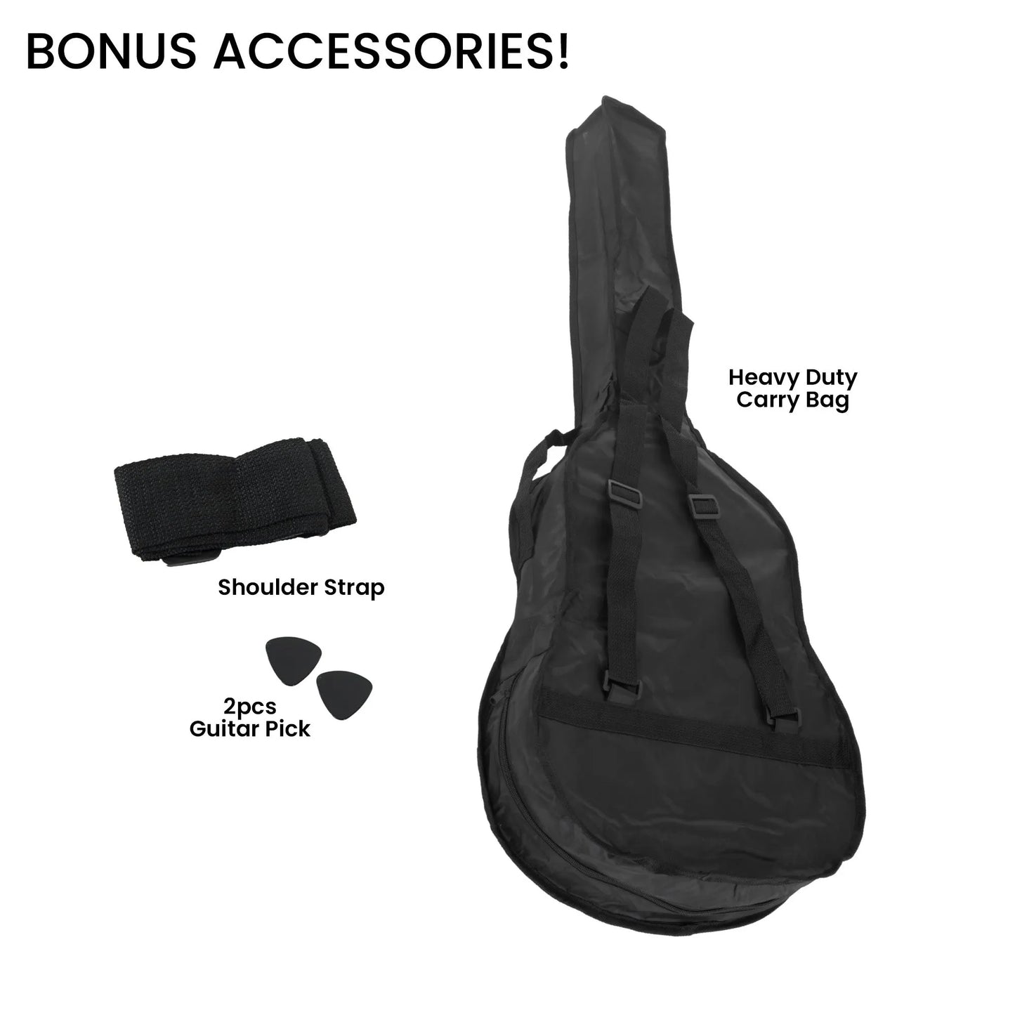Karrera 38in Cutaway Acoustic Guitar with guitar bag - Natural - Image 6