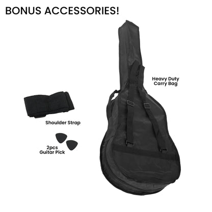 Karrera 38in Cutaway Acoustic Guitar with guitar bag - Natural - Image 6