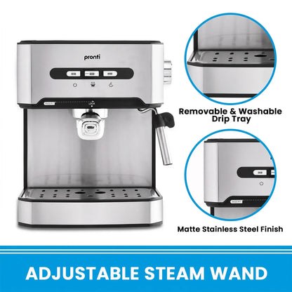 Pronti 1.6L Automatic Coffee Espresso Machine with Steam Frother - Image 4
