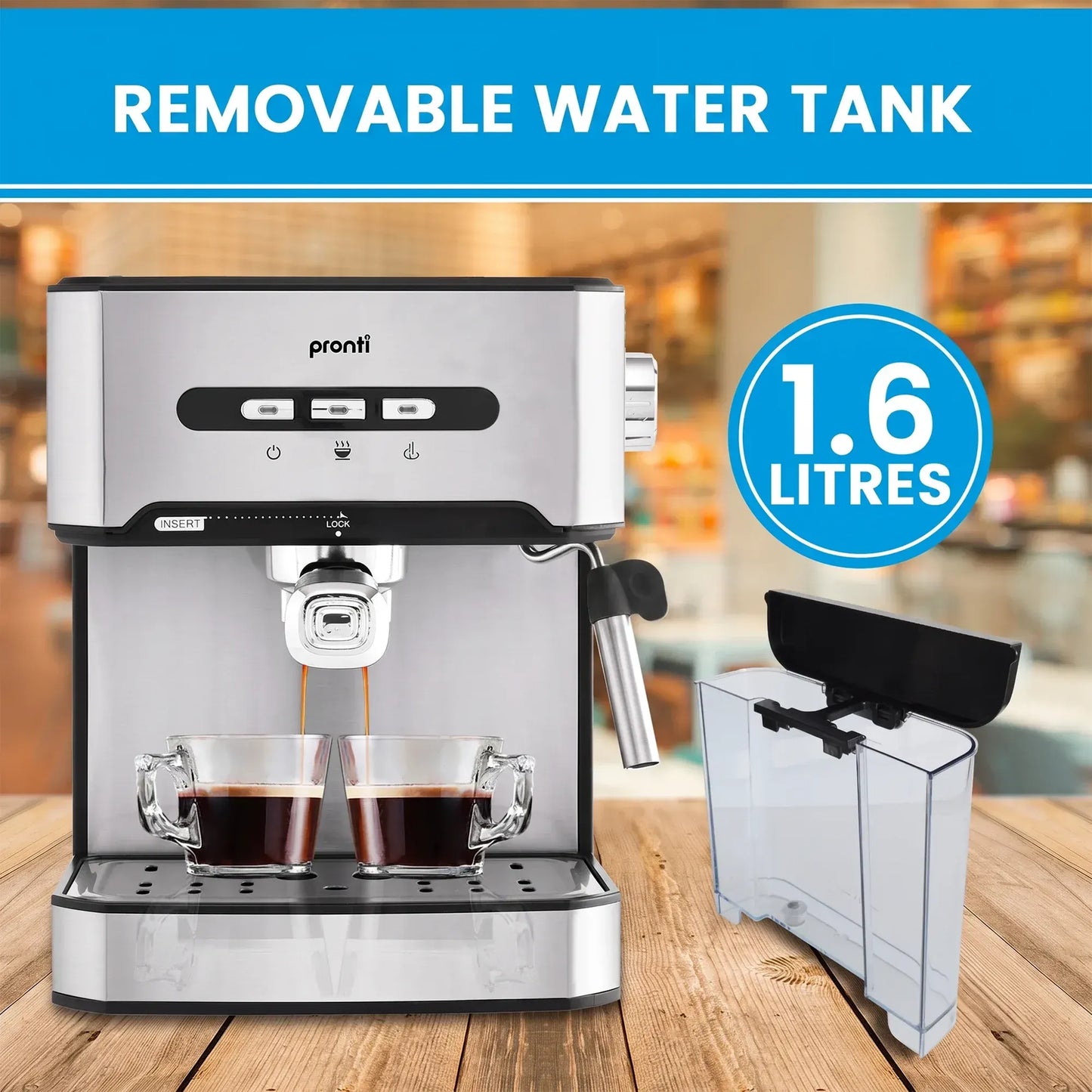 Pronti 1.6L Automatic Coffee Espresso Machine with Steam Frother - Image 5
