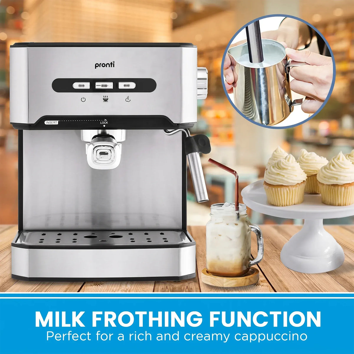 Pronti 1.6L Automatic Coffee Espresso Machine with Steam Frother - Image 7