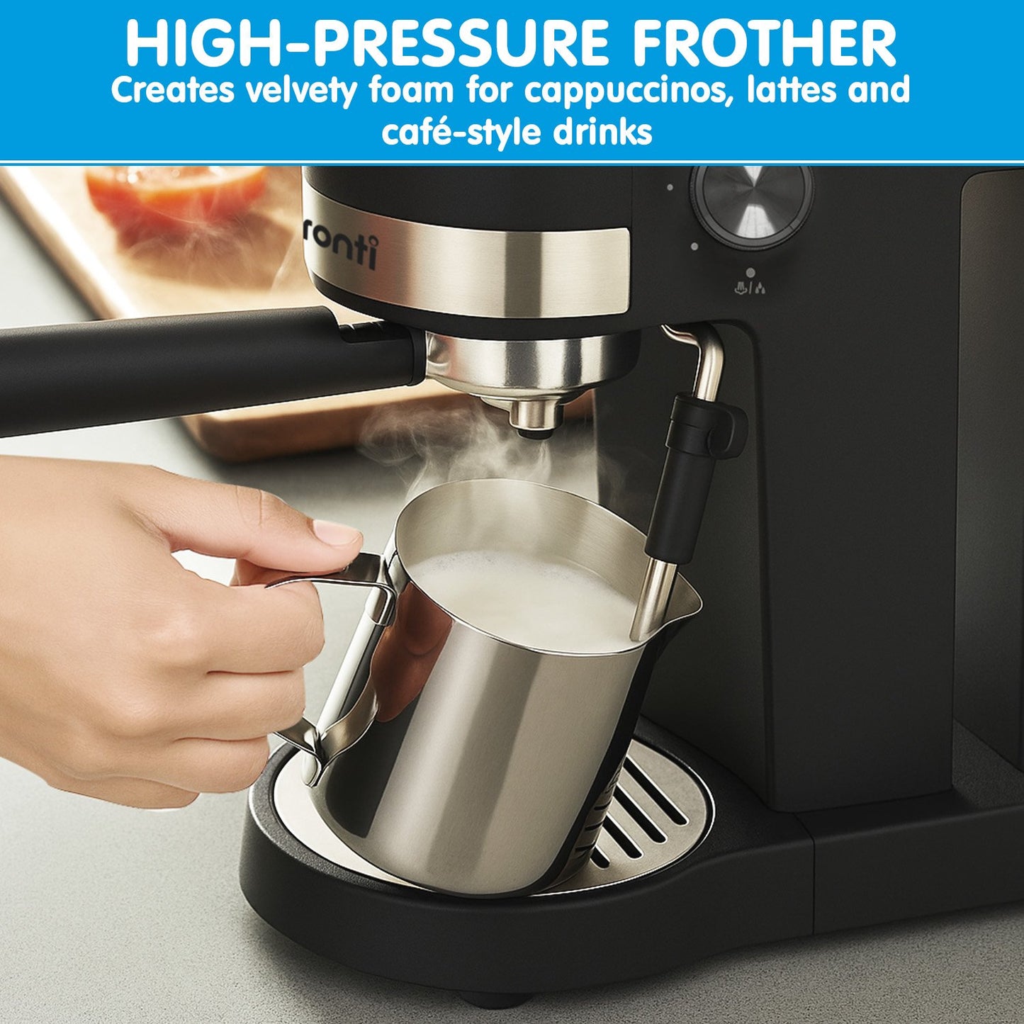 Pronti CM-850D Coffee Machine 20 Bar Espresso Maker with Milk Frother and 1.25L Tank - Image 6