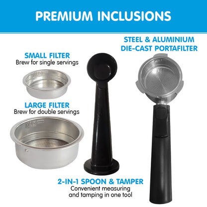 Pronti CM-850D Coffee Machine 20 Bar Espresso Maker with Milk Frother and 1.25L Tank - Image 9