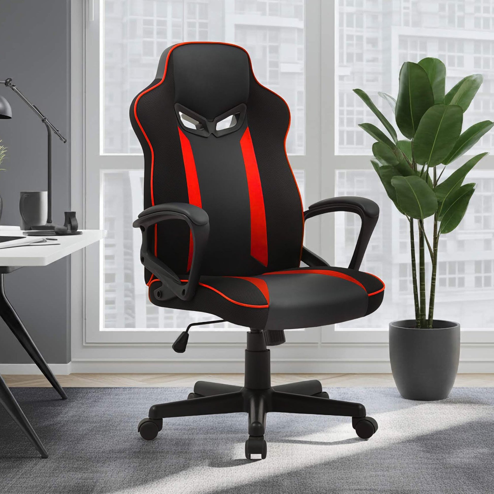 Sarantino Fayzo Racing Reclining Office Gaming Chair Black And Red Adjustable Computer Desk Seat With Adjustable Height, Breathable Mesh Back, Padded Armrests - Image 8