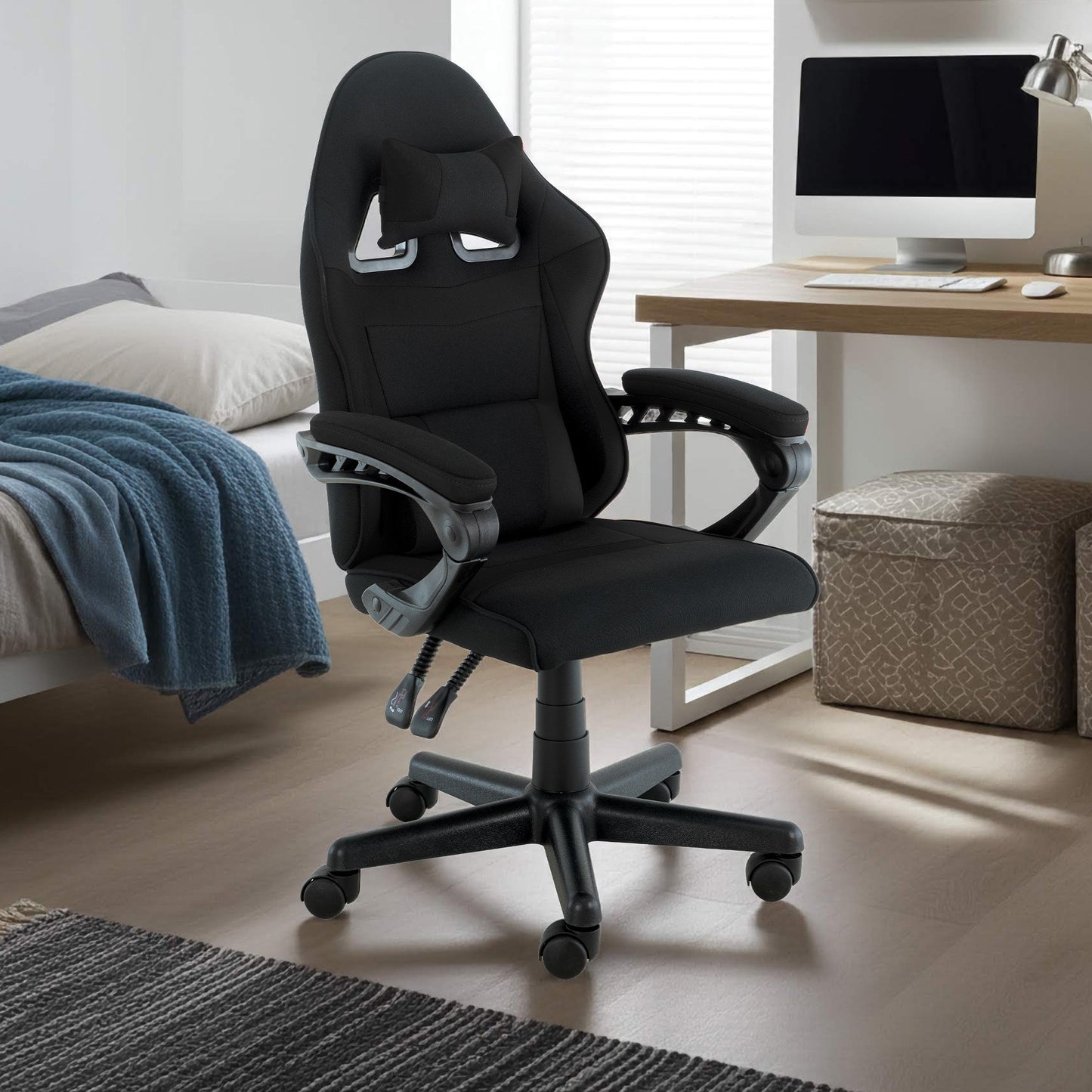 Sarantino Antre Kids Study Gaming Chair Black Adjustable Computer Desk Seat Racing Inspired-look With Adjustable Height, Ergonomic Back Support, Padded Armrests - Image 9
